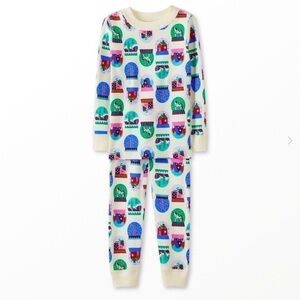 HANNA Andersson Long John Holiday Print Pajama Set Organic Hygge Snowglobes 4